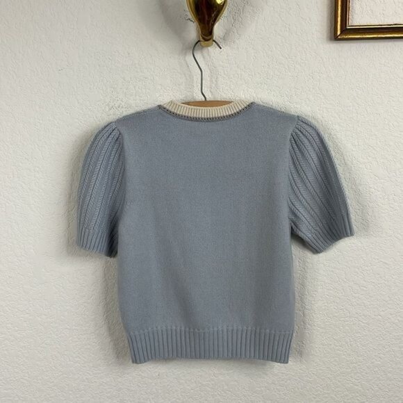Miu Miu Cashmere Knit Baby Blue Contrast Sweater - Picture 5 of 7